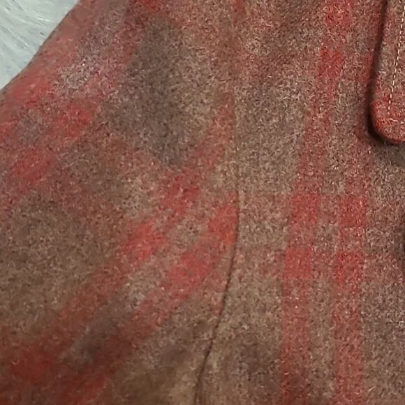 Tulle anthropologie wool brown and red plaid fitted jacket size medium - Picture 3 of 8